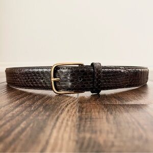 Canterbury Genuine Snakeskin Leather Belt Solid Brass Buckle Mens Size 34 Brown